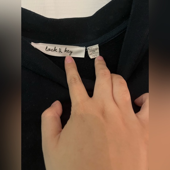 Lock & Key Navy Crewneck Sweatshirt with Ruched Front Detail and a Middle Seam - Picture 2 of 2